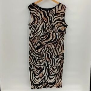 ENFOCUS WOMAN midi dress brown/black zebra print sleeveless size 20W ENFOCUS